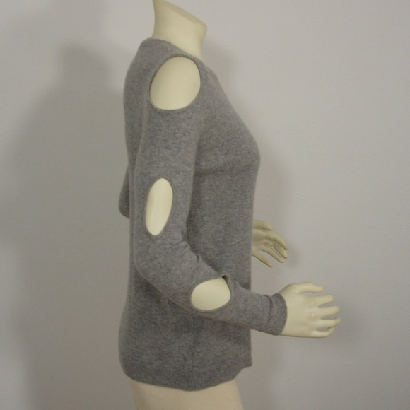 7 SEASONS GRAY CASHMERE CUTOUT SLEEVES SWEATER S - Picture 2 of 8
